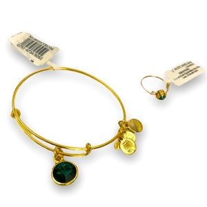 ALEX AND ANI May Emerald Bracelet & Ring Set
